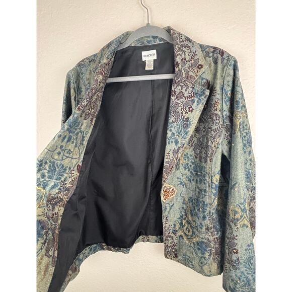 Chico’s Embellished Denim Blazer Women’s
 Size 12 - Picture 11 of 13